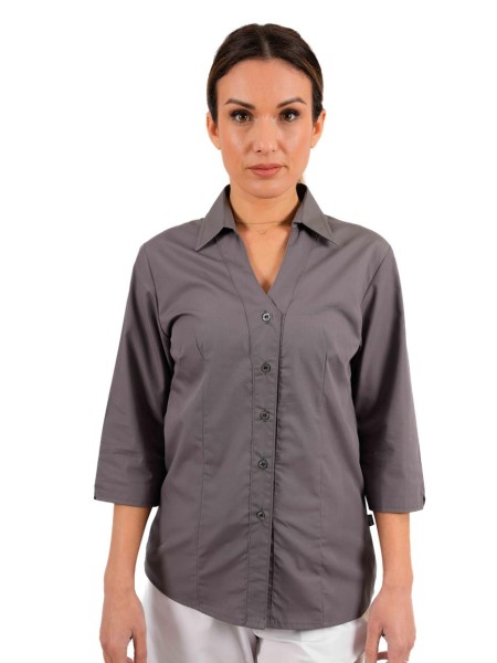 Πουκάμισο Γυναικείο Πέτο Γιακά Μανίκι 3/4 Γκρι Πουκάμισο Γυναικείο Πέτο Γιακά Μανίκι 3/4 Γκρι