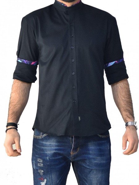 Πουκάμισο Μαύρο με Μαο Γιακά Πουκάμισο Μαύρο με Μαο Γιακά